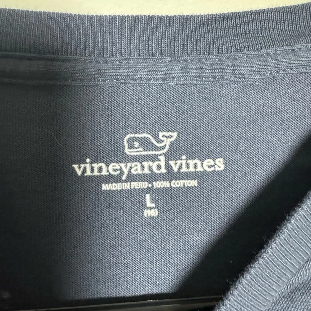 Vineyard Vines Long Sleeve Shirt Youth Large 16 Blue Whale Logo Pocket Tee